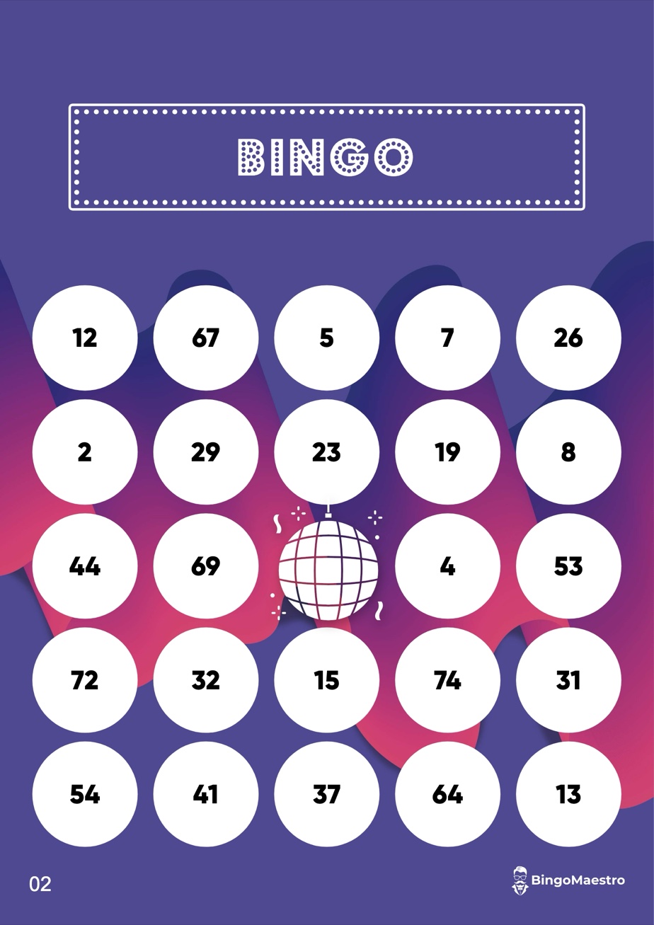 Bingo card with numbers