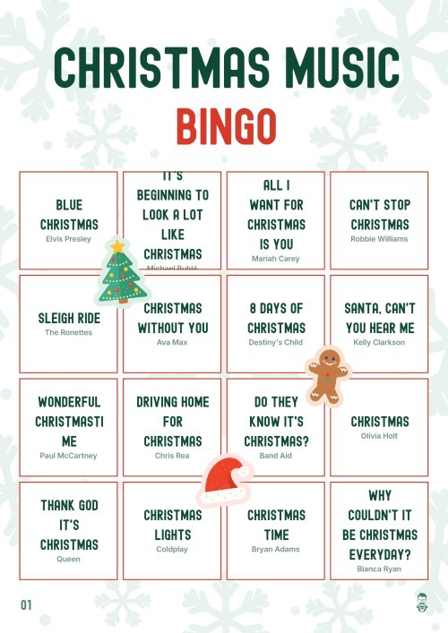 Christmas Music Bingo