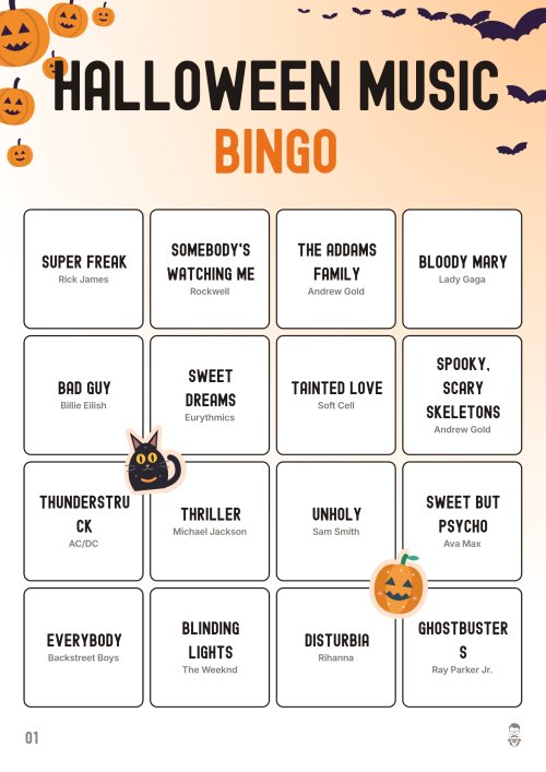 Halloween Music Bingo